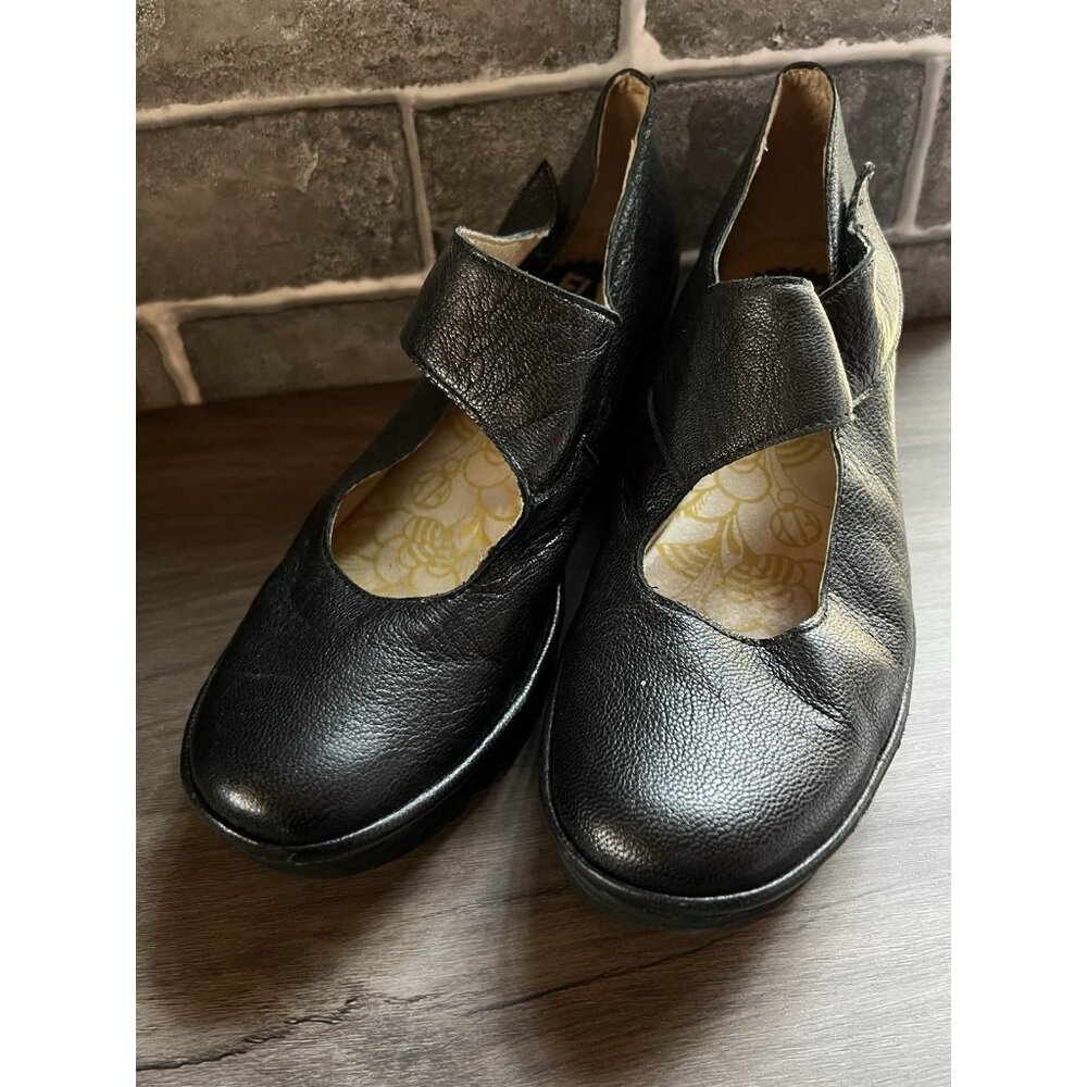 Fly London Yasi Mary Jane Pump Women's Sz 40 US 9 Black Wedge Heel Platform - Picture 1 of 13